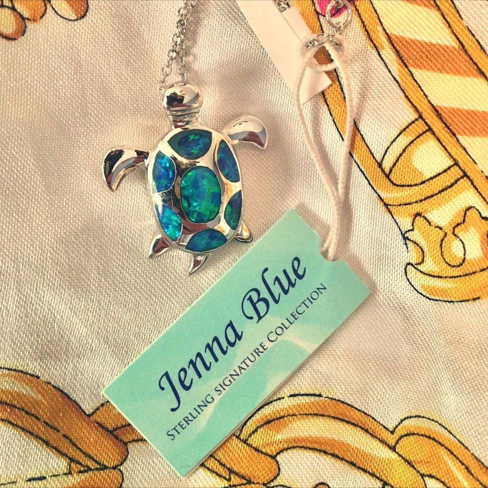Blue Opal Sea Turtle Necklace